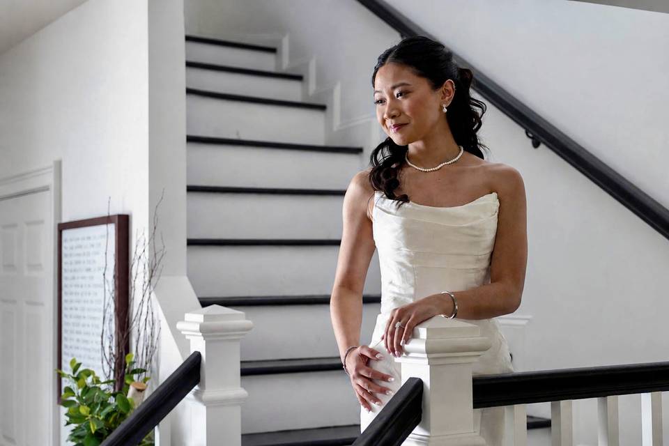 Elegant bridal portrait on a m