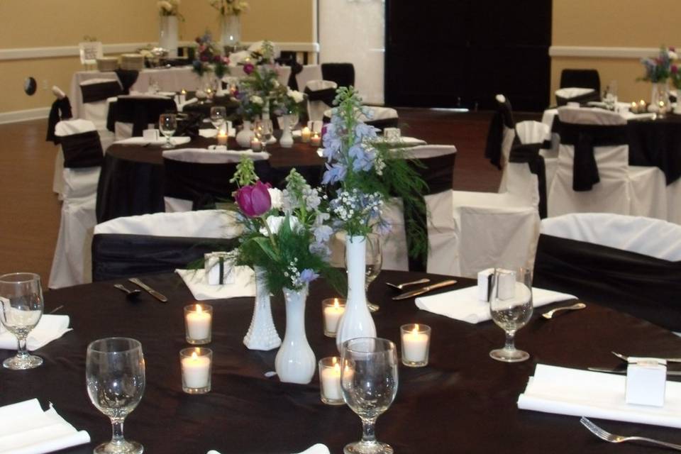 Black and white themed reception
