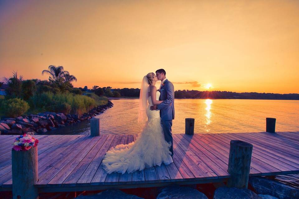 Sunset kiss on the dock