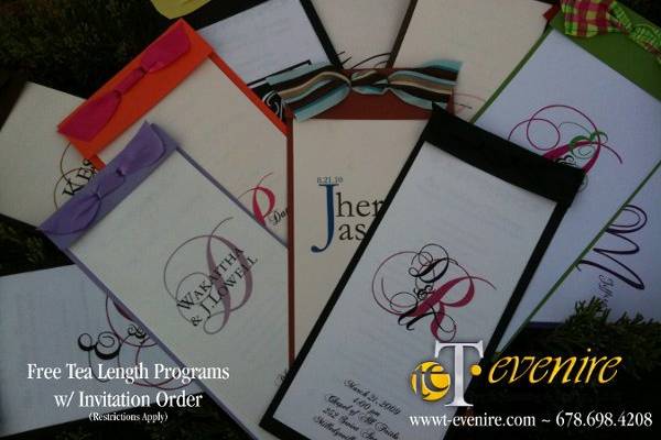 Order wedding invitations from us and you you will receive the equal amount of wedding programs absolutely free!