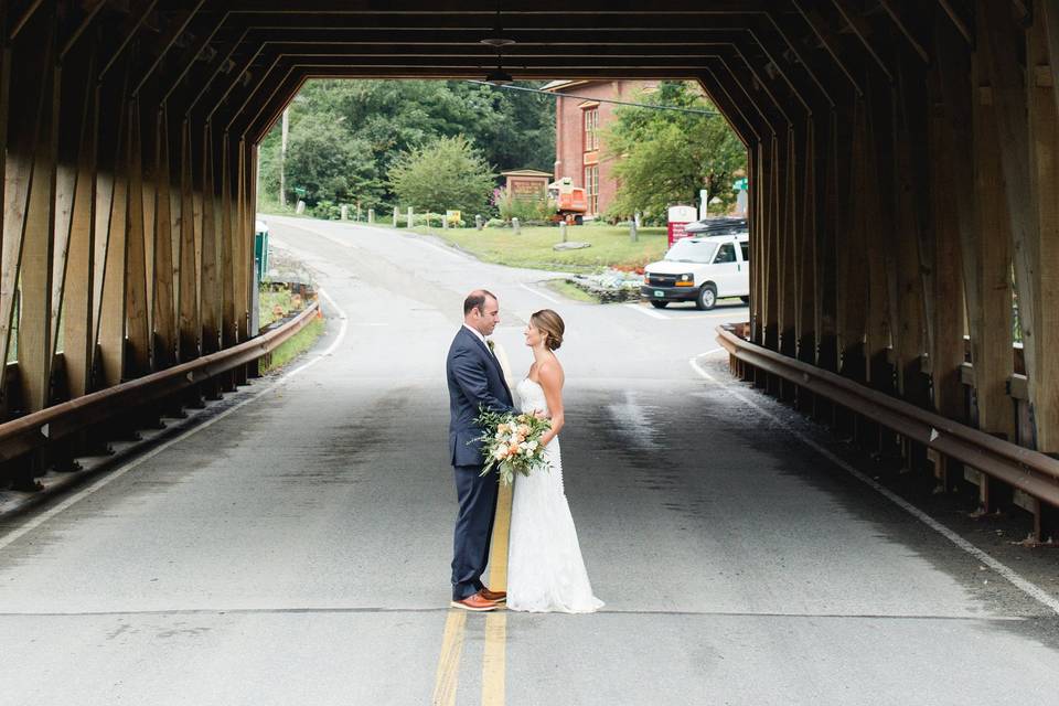 Newlyweds at the bridge