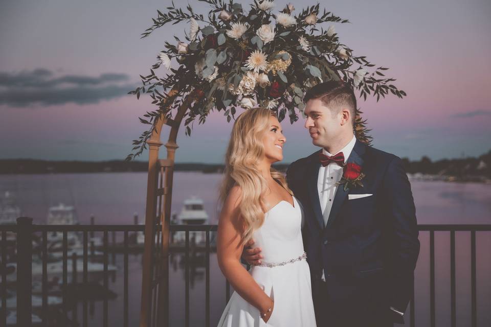 Bride and Groom Sunset Photo