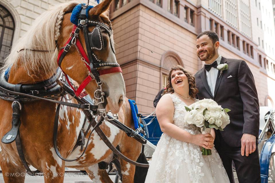 Bride & Groom Horse & Carriage