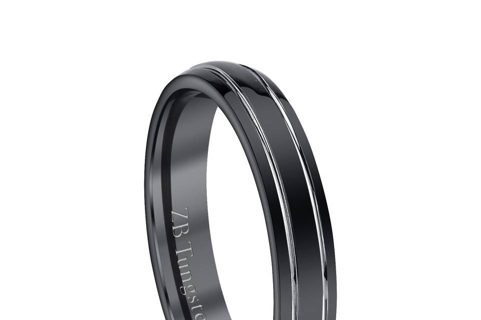 4mm - Polished black design with highly polished grooves in the center.  Comfort fit