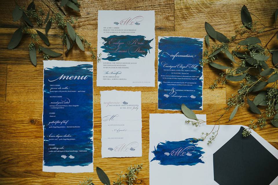 Painted Navy Invitation Suite