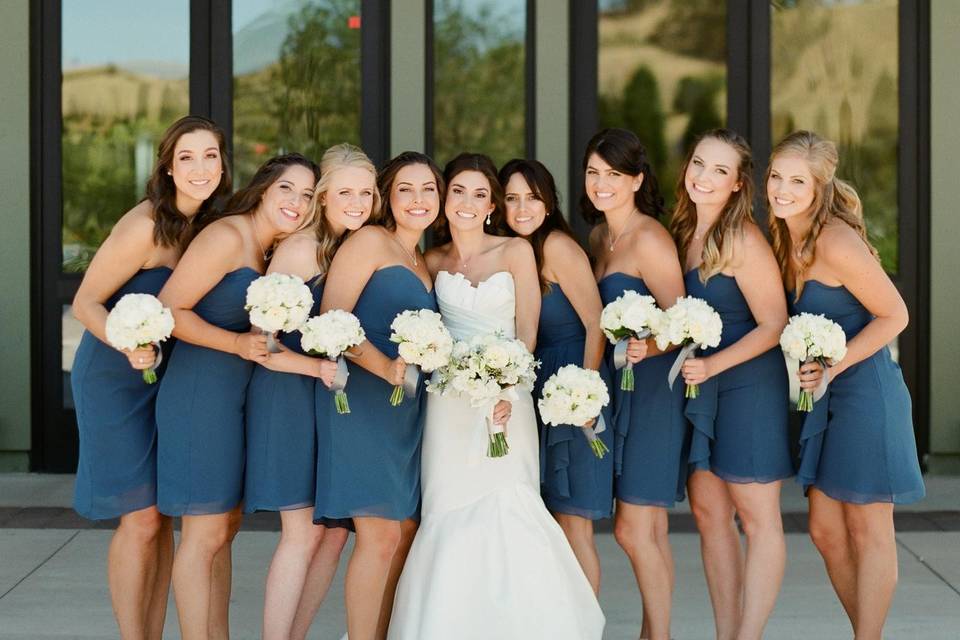 Bride with her bridesmaids