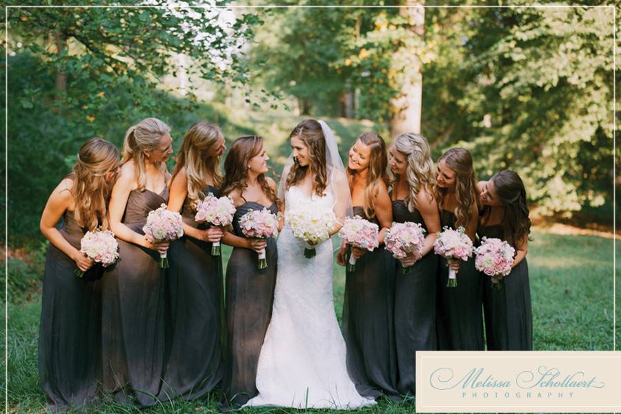 The bride with her bridesmaids