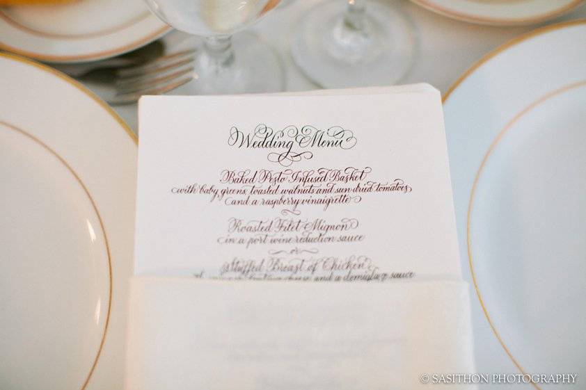 Classic wedding menu