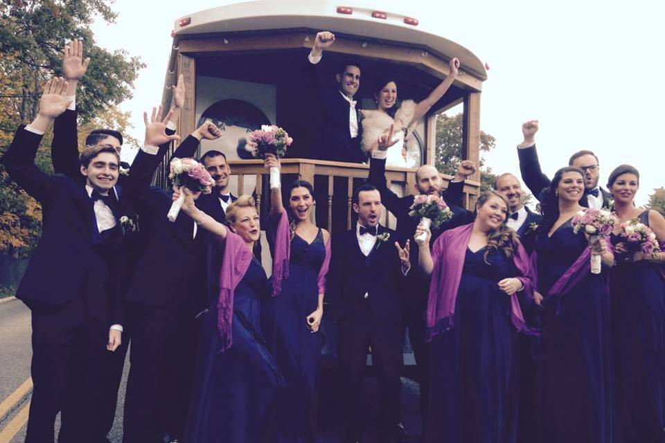 Bridal party fun on our Trolle
