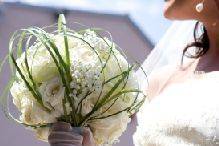 The bride holding her bouquet