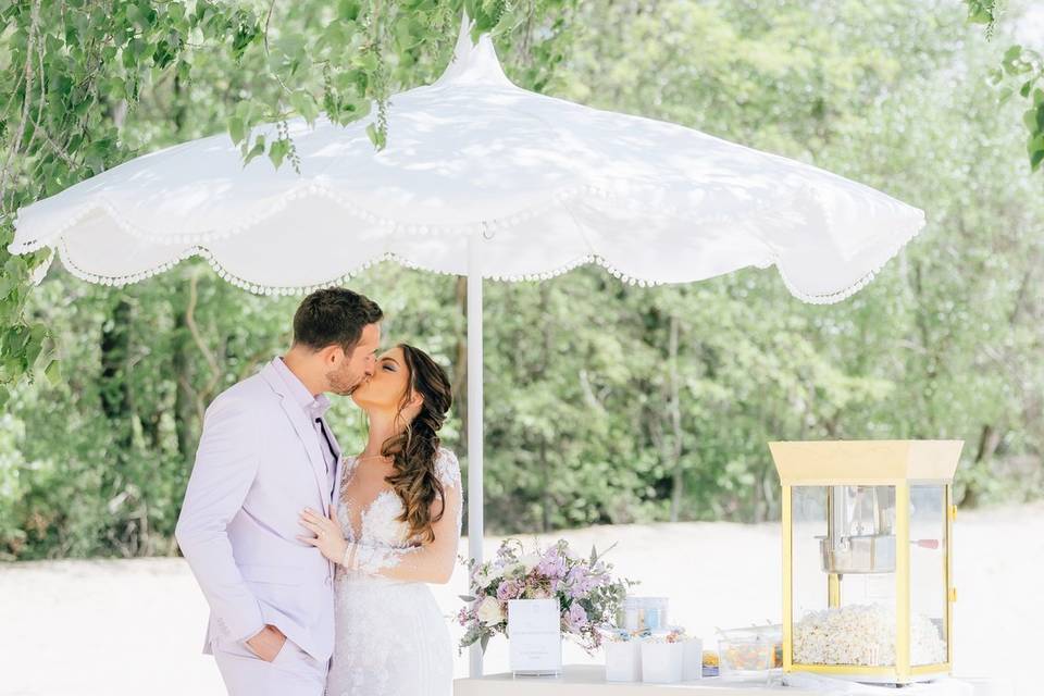 Floral decor for the candy cart