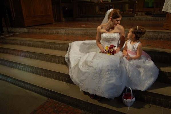 Bride and her flower girl