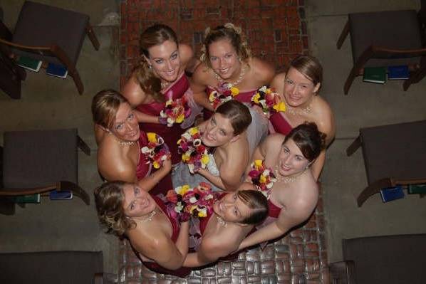 Bride and her bridesmaids