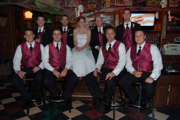 bride and her groomsmen