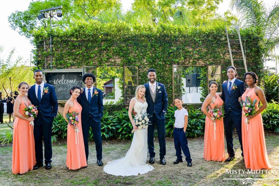 Newlyweds by the sign