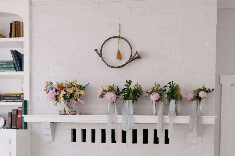 Interior Mantle Floral Setup