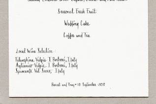 Menu for a destination wedding on the Amalfi Coast, Italy.