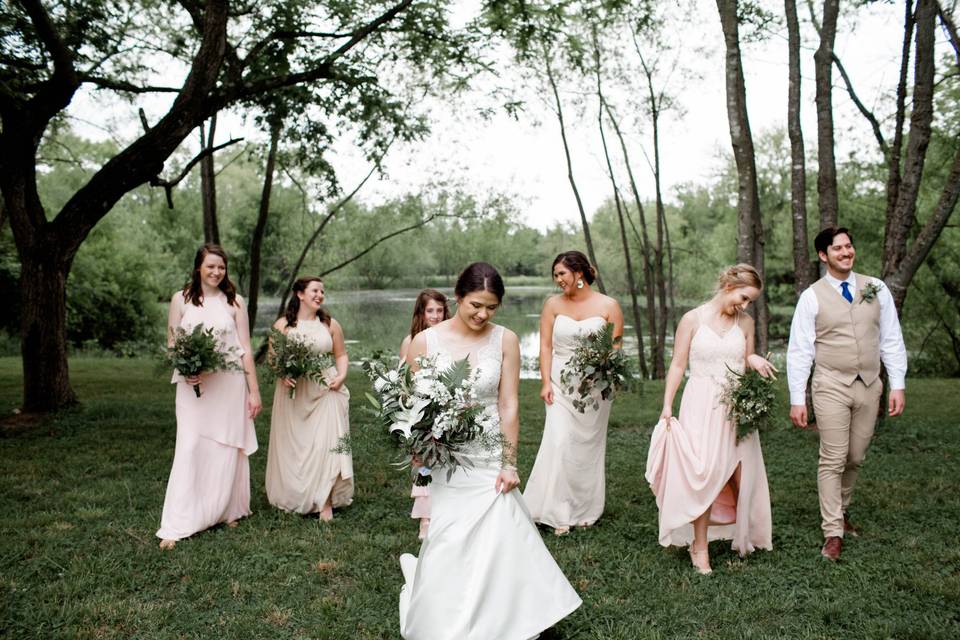 Bridal Party by the Pond