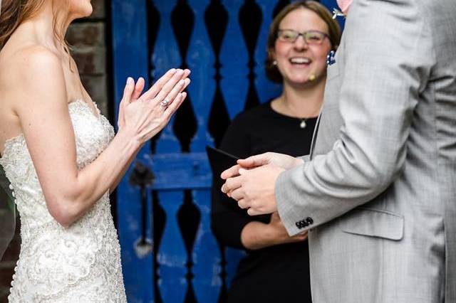 Sharing laughs at the wedding