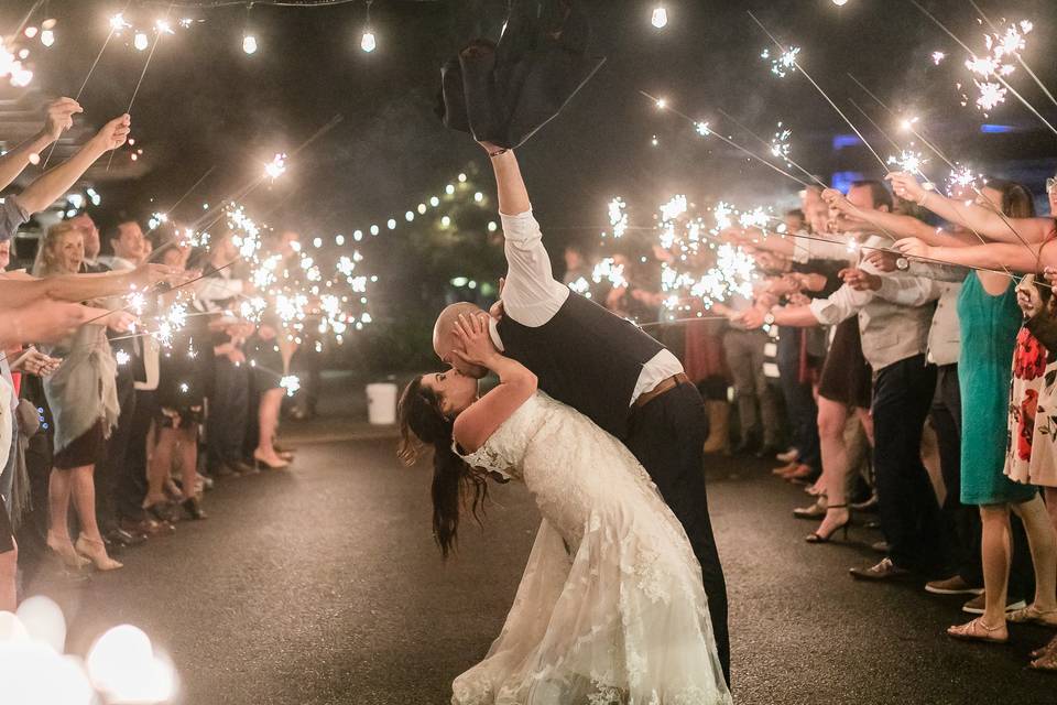 Happy bride and guests