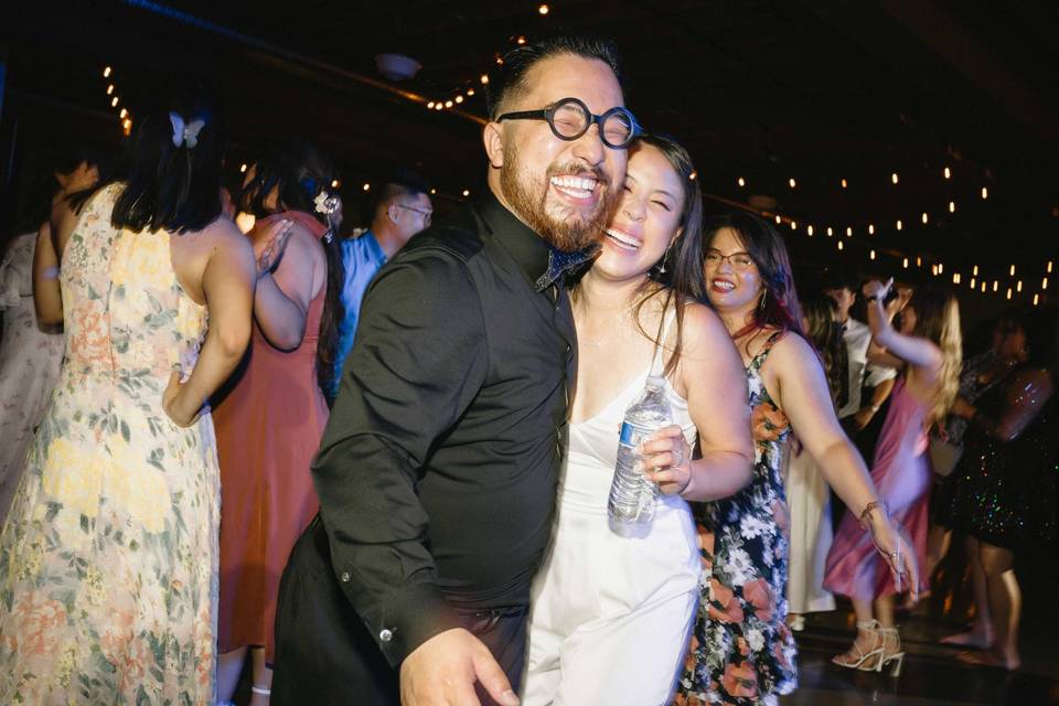 Bride and groom dancing