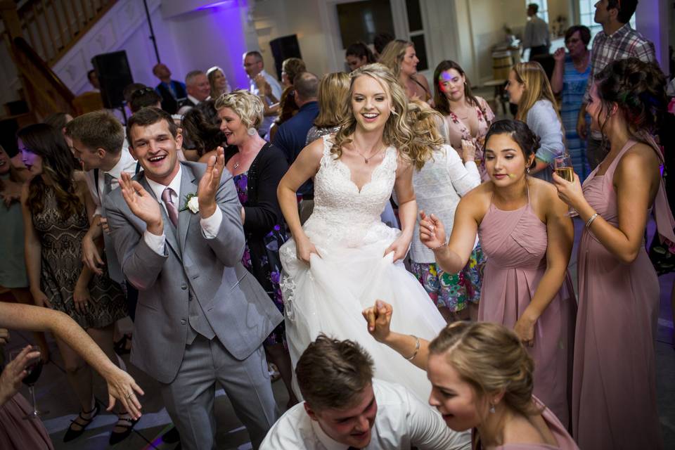 Happy bride and guests