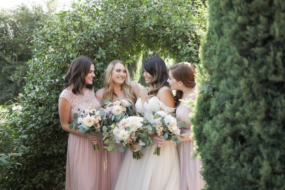 Bride and bridesmaids