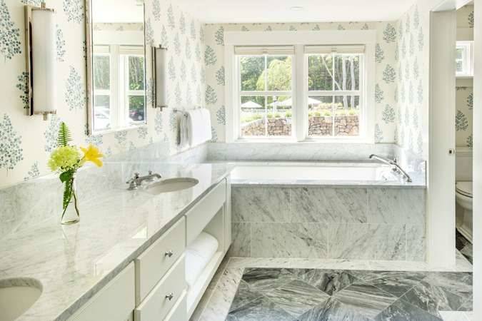 Spacious marble bathrooms