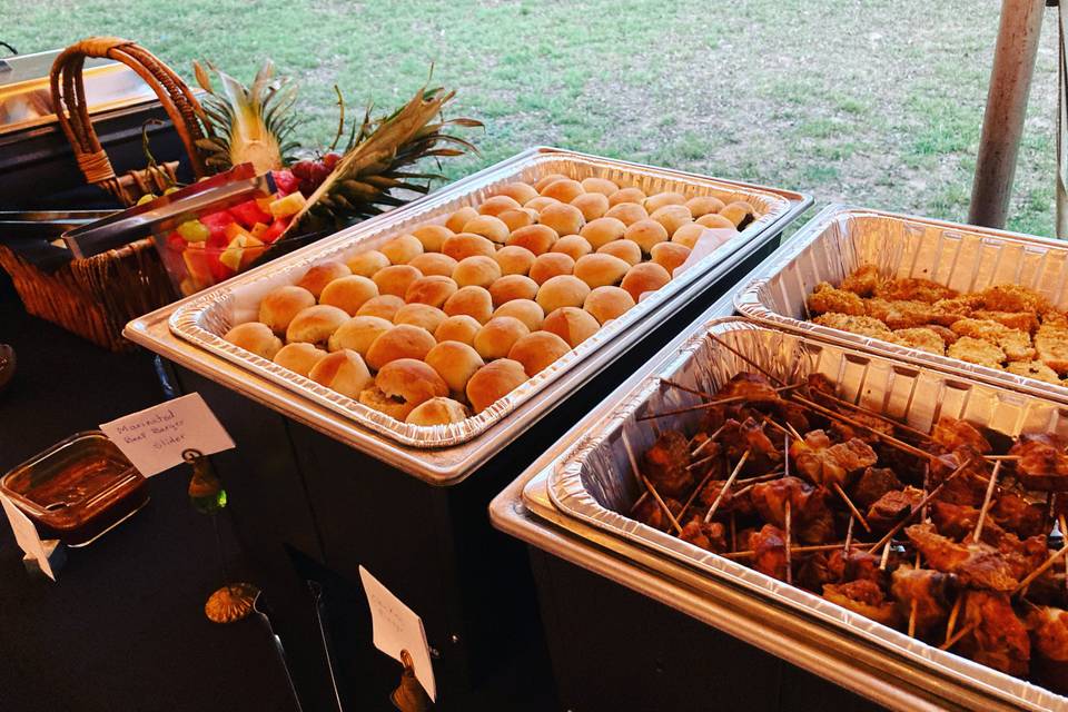 Sliders  bacon wrapped prk