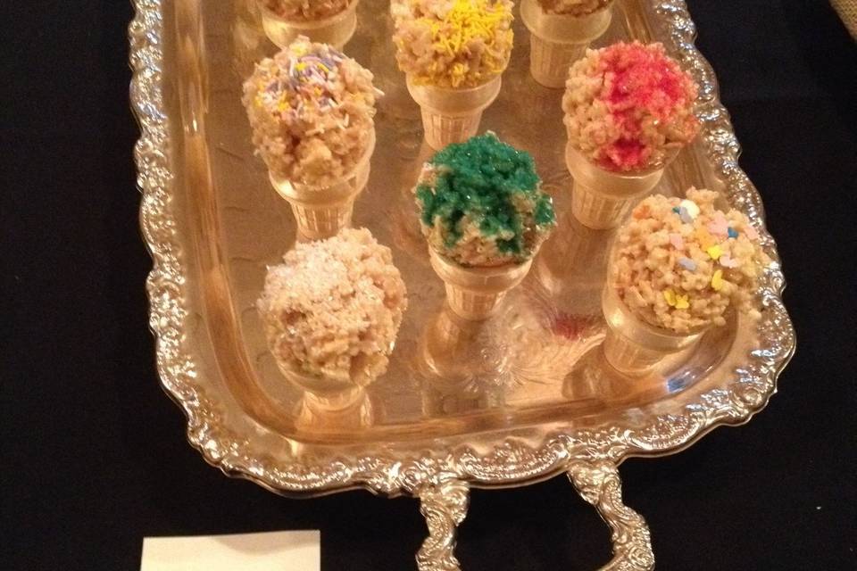 Rice crispy treat cones