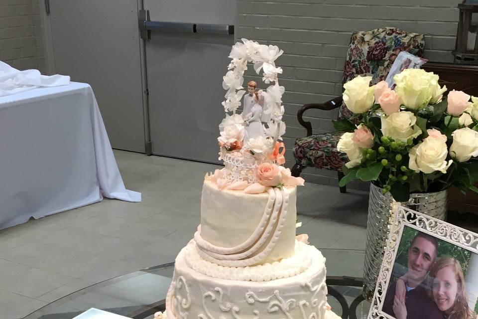 Multiple layered wedding cake