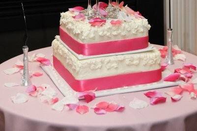 Multiple layered wedding cake