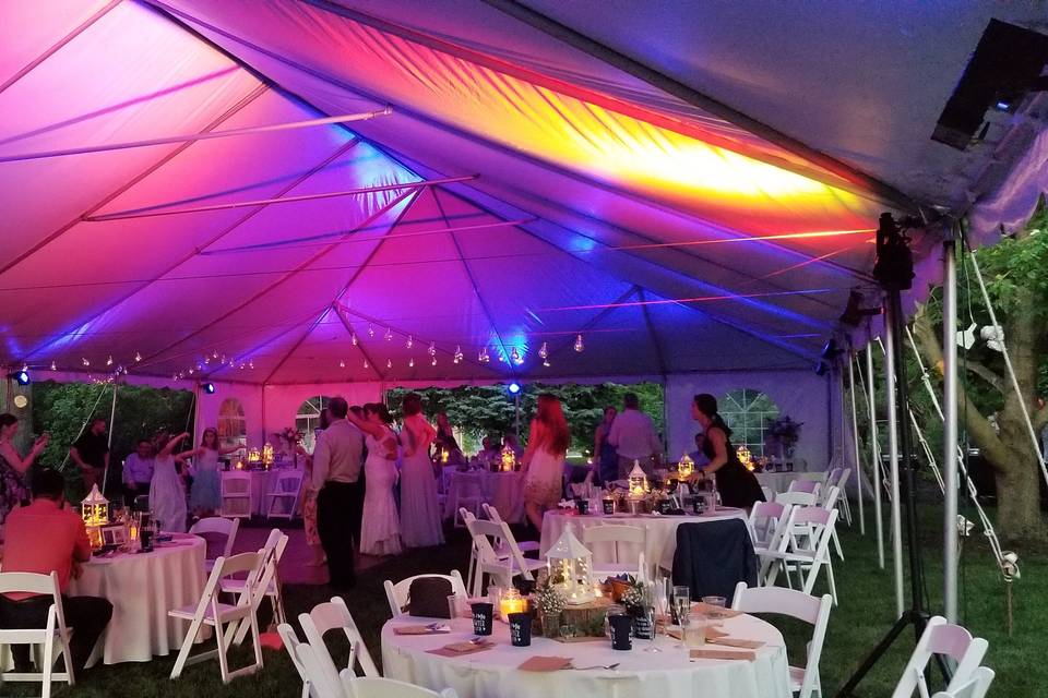 Reception tent lighting