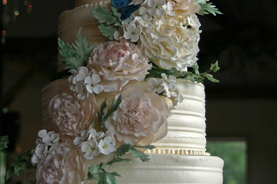Wendy F. Combed buttercream and Sugar Peonies