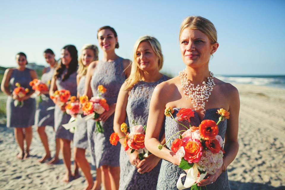 The bride with her bridesmaids