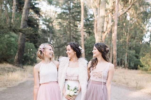 Bride with bridesmaids