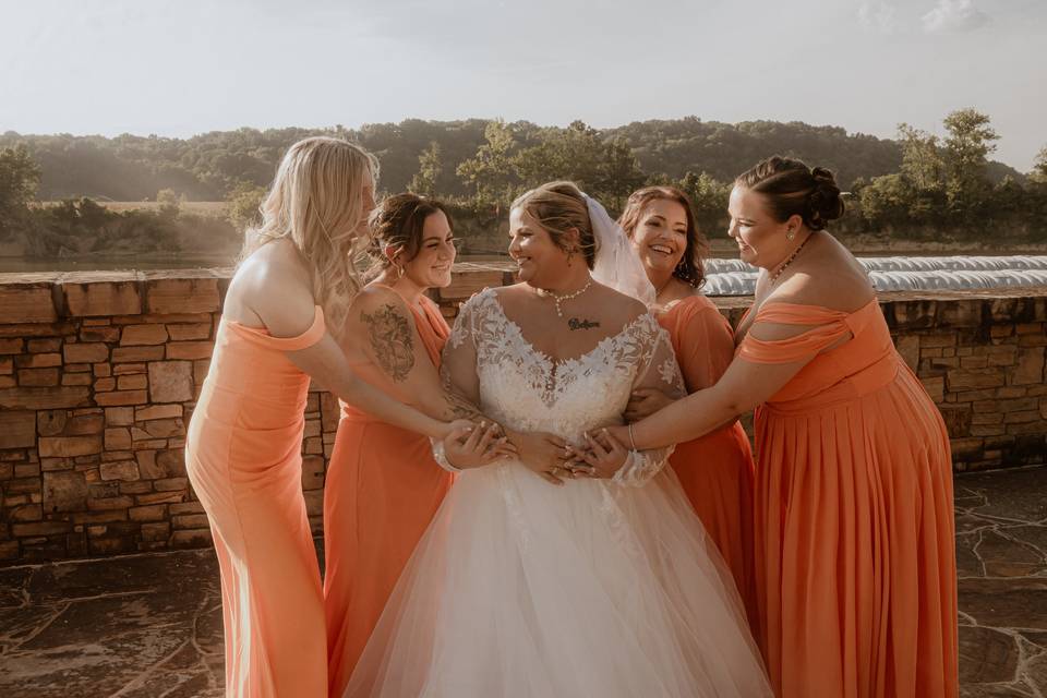 Bride and bridesmaids