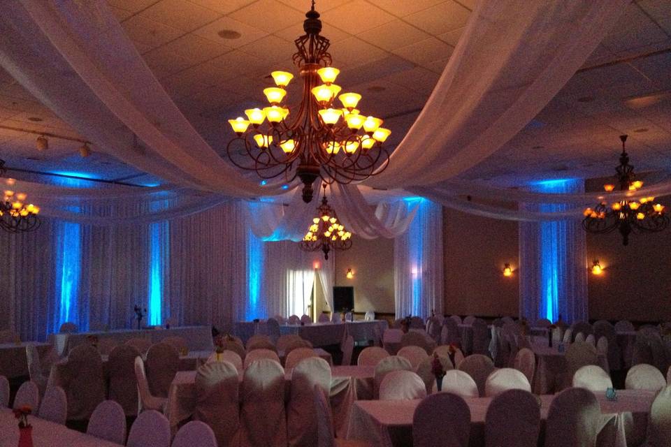 Reception hall with chandelier