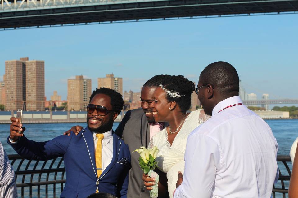 Couple with groomsmen