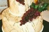 2 TIER BRIDAL SHOWER CAKE WITH SUGAR GRAPES & HAND PAINTED GOLD VEINING