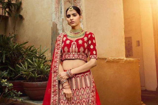 Bridal Red Velvet Lehenga