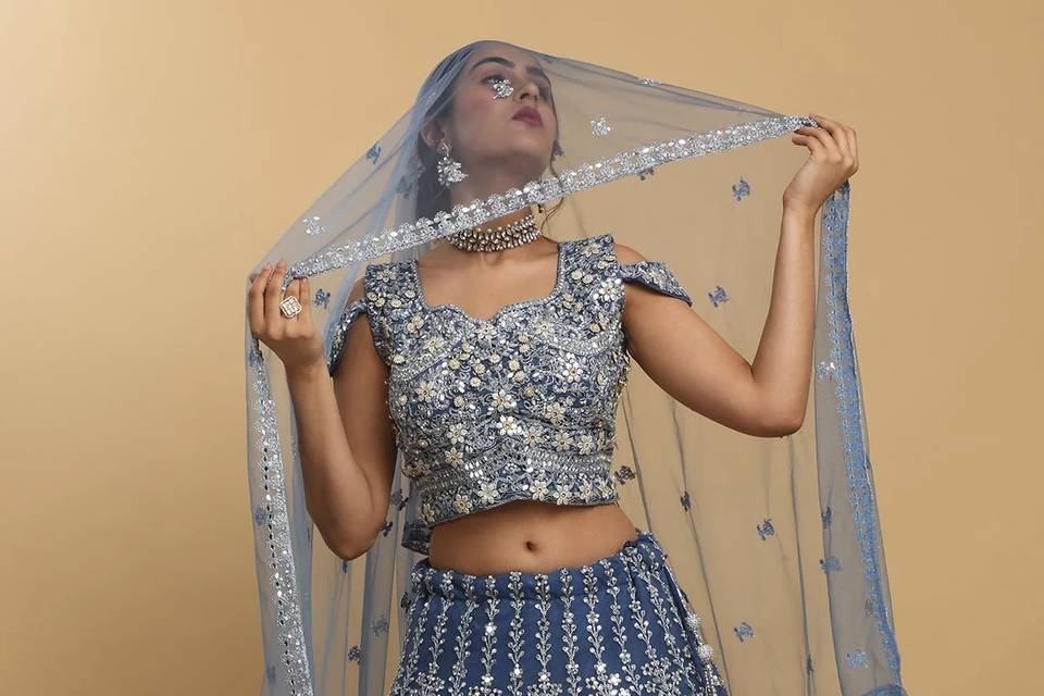 Blue Reception Lehenga