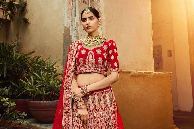 Bridal Red Velvet Lehenga