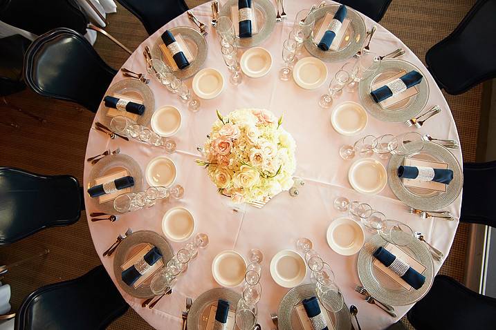 Table setting and floral centerpiece