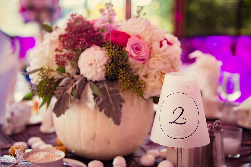 Table number and centerpiece