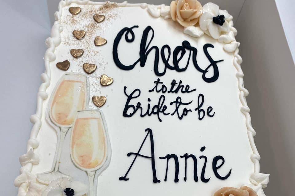 Cheers to the Bride cake