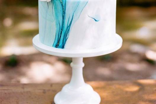 Simple cake with blue accents