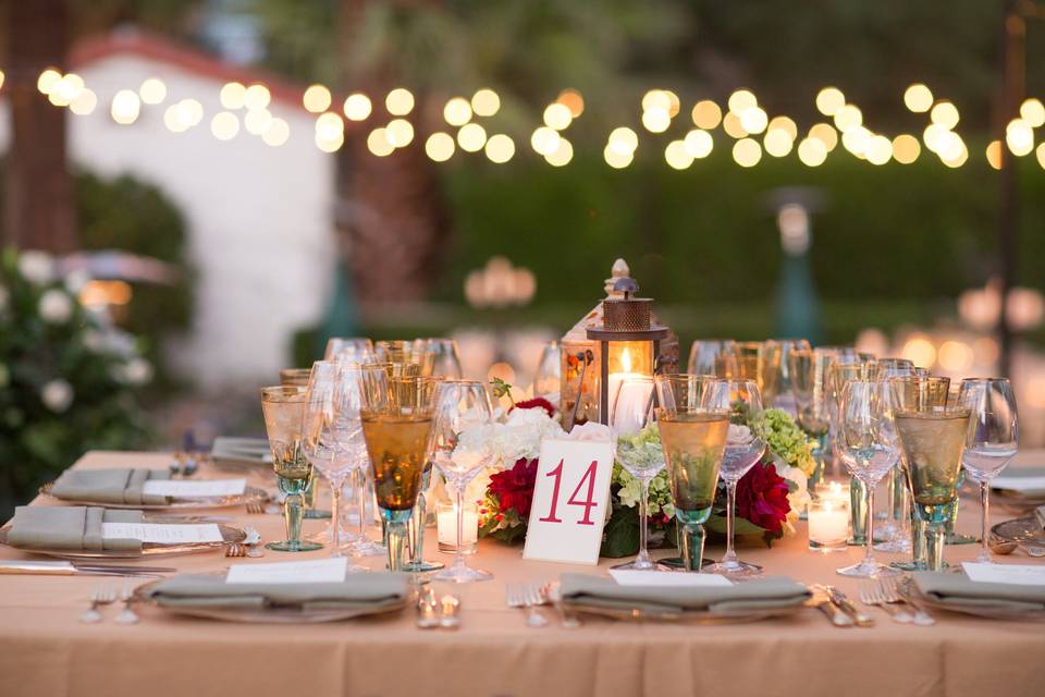 Table setup with centerpiece