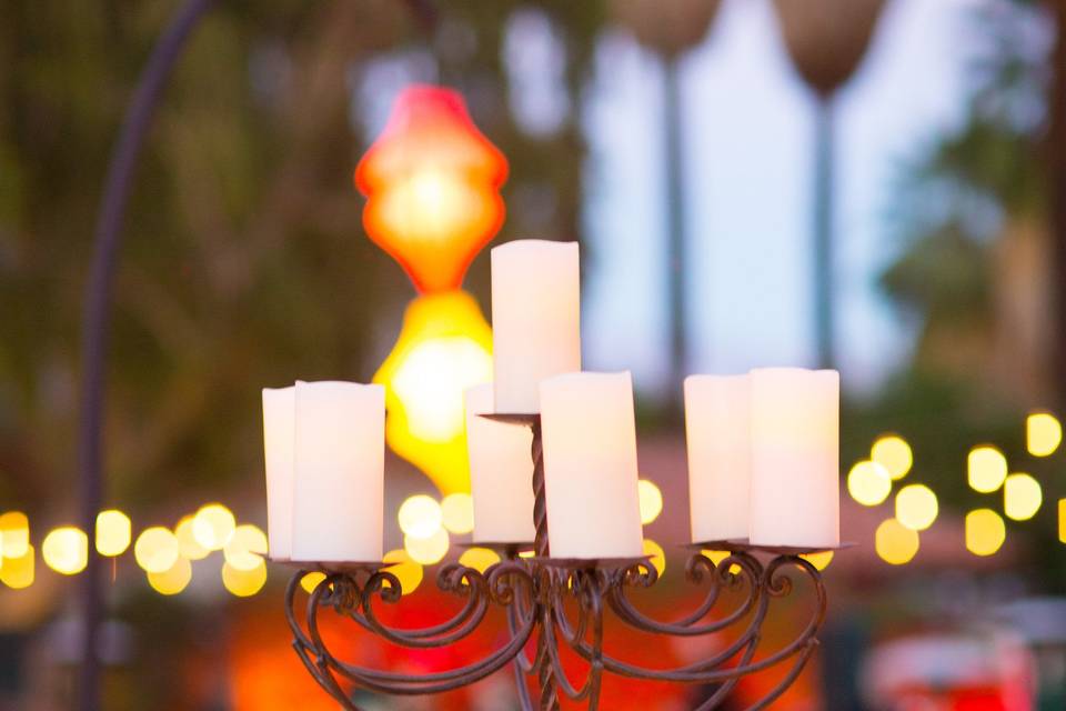 Table setup with centerpiece