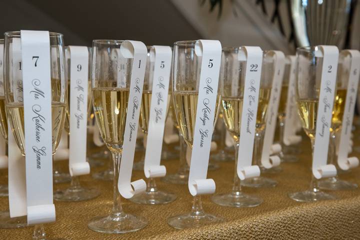 Champagne Scroll Escort Cards
